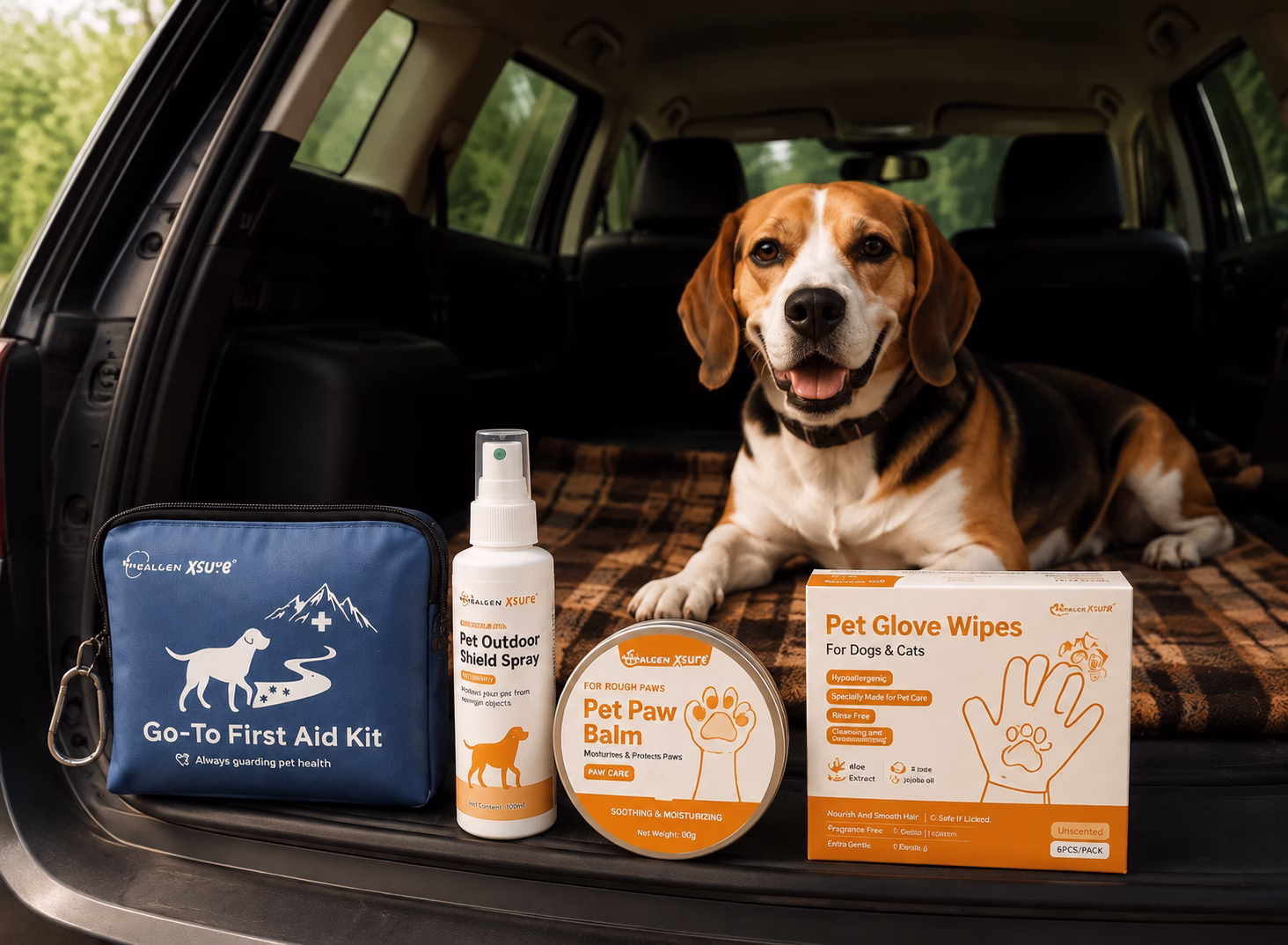 Outdoor travel pet care scenario for dogs