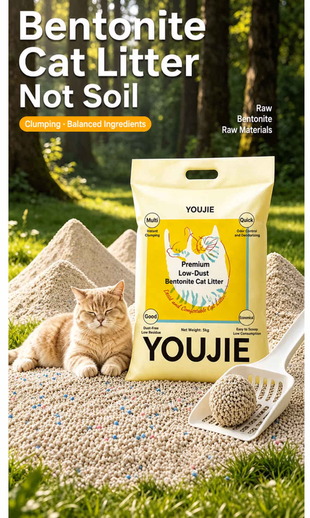 YOUJIE Low-Dust Bentonite Cat Litter product details