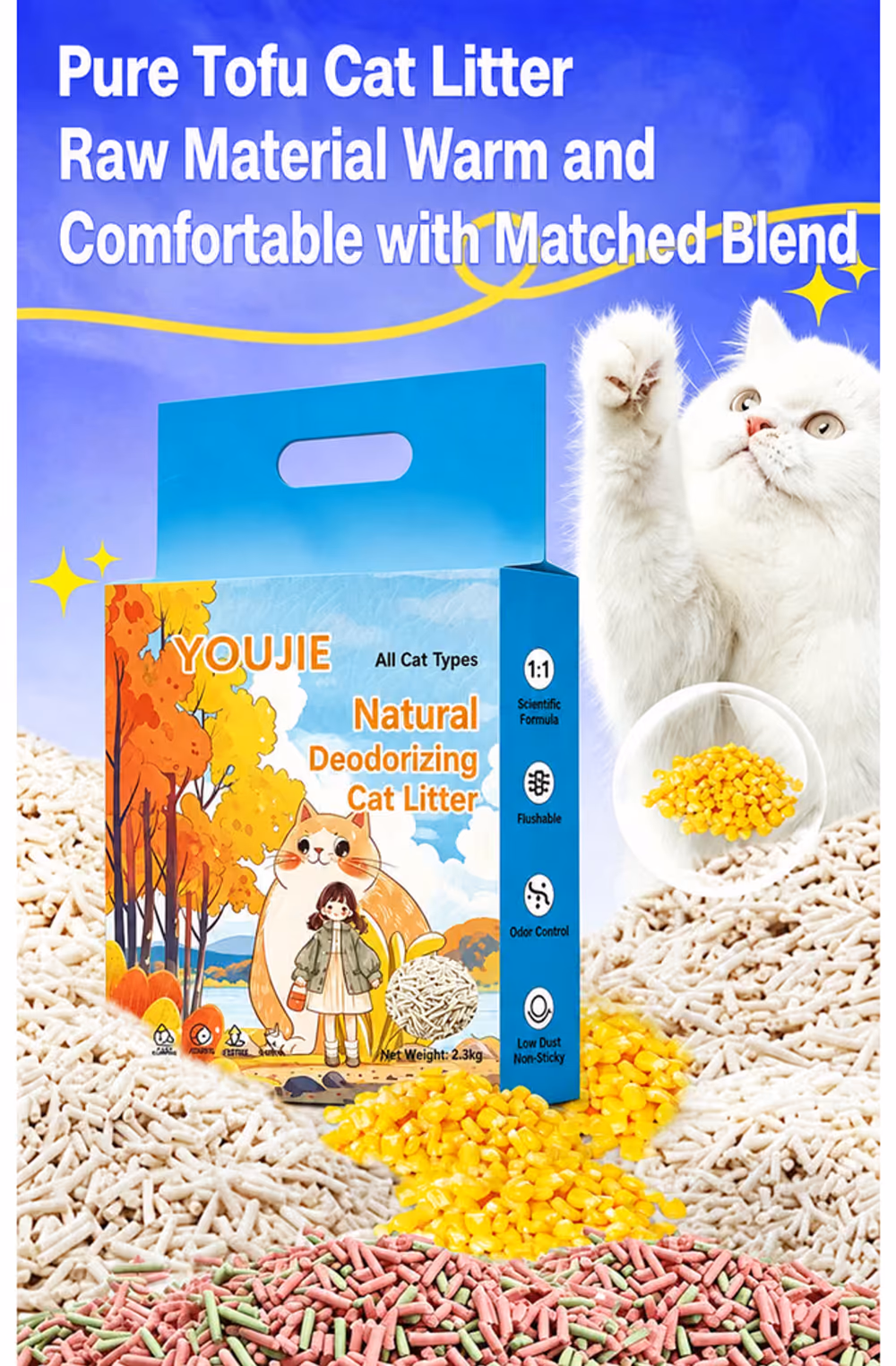 YOUJIE Natural Deodorizing Tofu Cat Litter product details